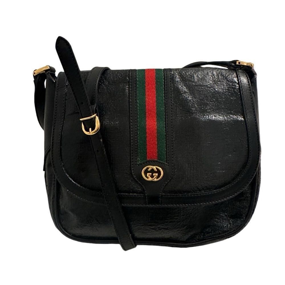 Gucci black web gg gold logo cross body bag - Picture 3 of 16